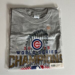 NWT 2016 Chicago Cubs World Series Champions Majestic Gray MLB T-Shirt Size M